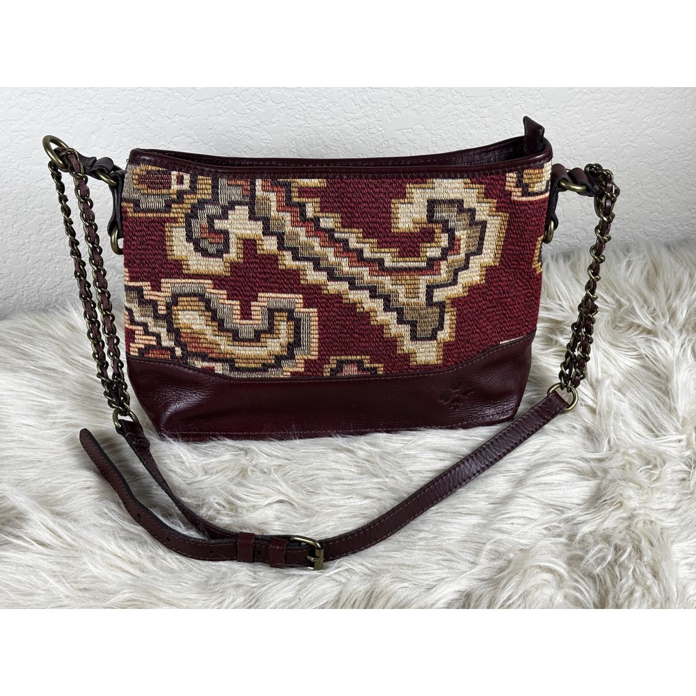 Patricia Nash Salvina Crossbody Bag Peruvian Tapestry‎ Leather Chain Boho